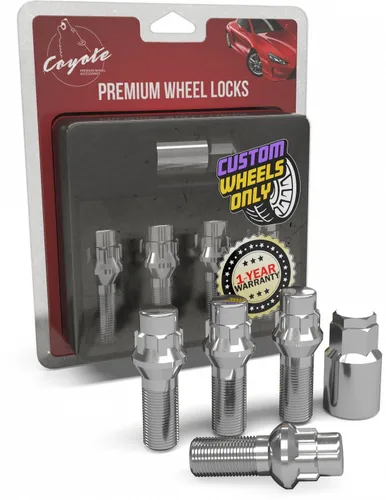 Miniatura 10 de Wheel Accessories Parts 4 cerraduras + llave M12 x 1.25 12 x 1.25 rosca Bellota para asiento con cerradura de perno de asiento con acabado negro
