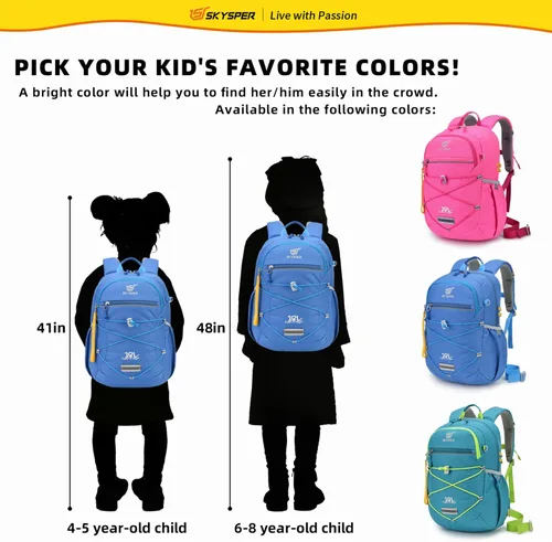 Miniatura 8 de SKYSPER Mochila escolar para niños de 4 a 8 años para viajes de un día y clases (azul)