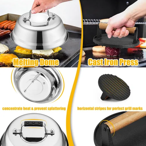 Miniatura 6 de HaSteeL - Juego de 20 accesorios para parrilla, juego de espátulas de metal resistente, herramientas Teppanyaki de acero inoxidable para parte