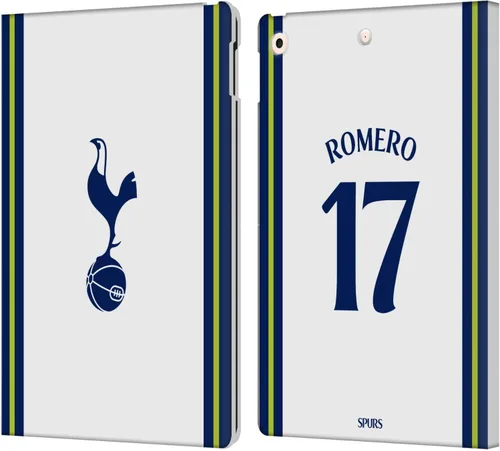 Head Case Designs Officially Licensed Tottenham Hotspur F.C. Cristian Romero 2022/23 Players Home Kit Leather Wallet Case Compatible with Apple iPad
