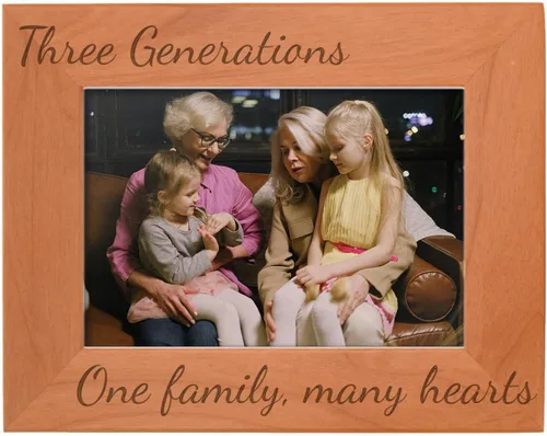 Miniatura 21 de Gifts For All By Rachel Olevia Five Generations One Family Many Hearts - Marco de fotos de madera natural grabado de 4 x 6 pulgadas, diseño