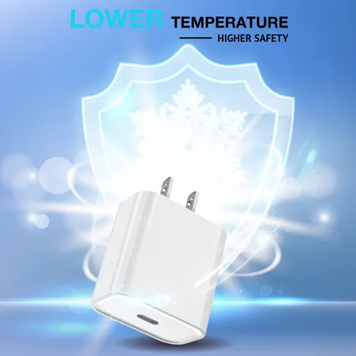 Miniatura 3 de Cargador de carga rápida para iPhone 17 16 15, paquete de 2 unidades, 20 W, USB C, cargador de pared de viaje, bloque de enchufe, cable de carga