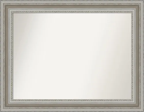 Miniatura 330 de Amanti Art Espejo de baño plateado para sobre el fregadero, 26 x 26 pulgadas, espejo cuadrado de plata antigua, marco de madera tradicional mediano