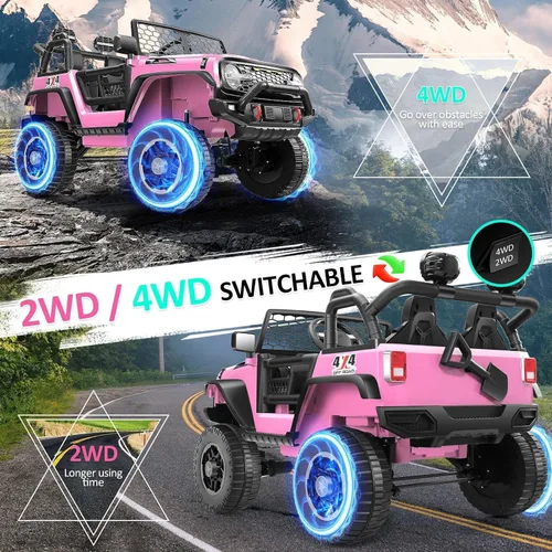 Miniatura 3 de Hikole Autos de paseo XL 4x4 de 2 asientos con control remoto, asiento de 20 pulgadas de ancho, 4WD/2WD intercambiable, 3 velocidades, suspensión