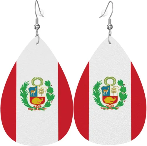 Miniatura 33 de Pendientes de bandera de país en forma de lágrima para mujer, ligeros, de cuero, colgantes, joyería patriótica para regalos