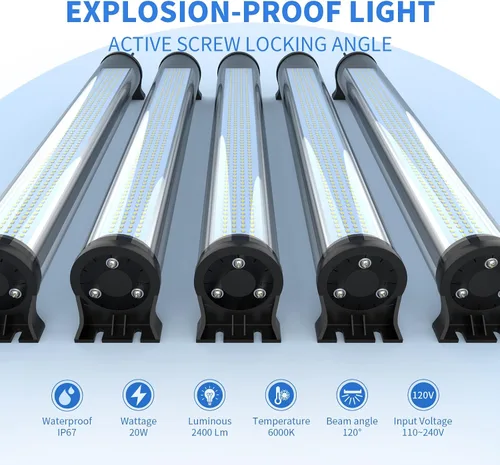 Miniatura 5 de 20W IP66 luces a prueba de explosiones llevó la luz del tubo de trabajo de la luz de la máquina Iluminación industrial para la máquina CNC 110V a