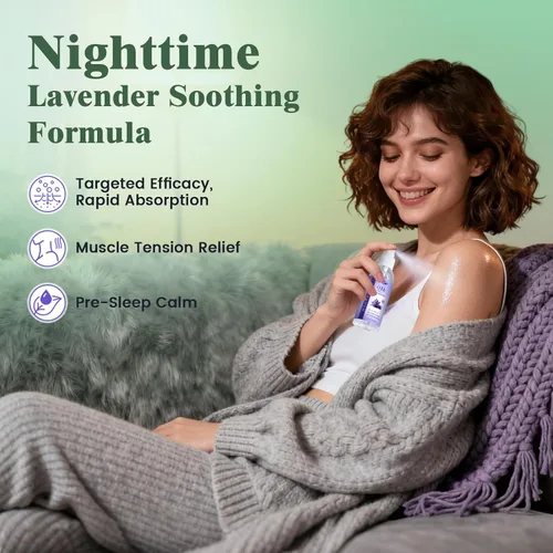 Miniatura 3 de Spray de magnesio: spray tópico de magnesio para pies, aceite de magnesio del mar muerto puro para pies con aceite de lavanda, calma nocturna, sueño