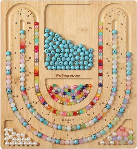 Miniatura 7 de Petoysoso Tablero de cuentas para la fabricación de joyas, tablero de cuentas de bambú para hacer pulseras de joyería, tablero de cuentas de pulsera