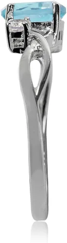 Miniatura 3 de Silvershake 7x5mm Oval Shape White Gold Plated 925 Sterling Silver Engagement Ring