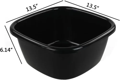 Miniatura 2 de Lavabo de 16 cuartos de galón, paquete de 3 sartenes de plástico negro