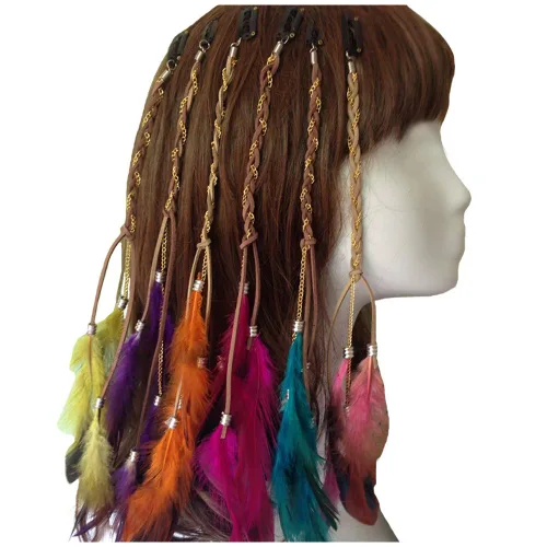 Miniatura 11 de CBLUO 3 pinzas para el pelo de plumas de Halloween, hippie, indio, bohemio, pasadores con borla, bohemios, para mujer, horquillas para el cabello