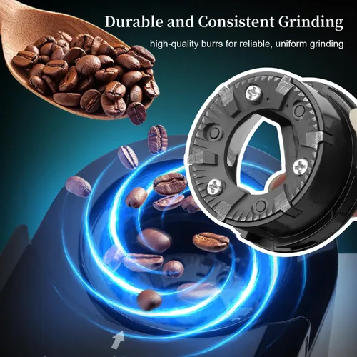 Miniatura 6 de Wancle Molinillo de Café de Rebabas Molinillo de Café de Rebabas Planas con 28 Configuraciones, Molienda Precisa con Capacidad de 2-12 Tazas, Fácil