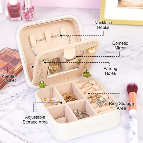 Miniatura 3 de FUNARTY Organizador de joyas de viaje, pequeño joyero, organizador de joyas, regalos para mujeres y niñas, caja organizadora de joyas de aretes