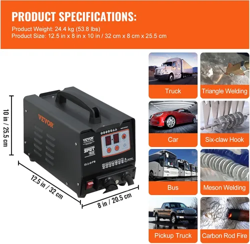 Miniatura 10 de VEVOR - Extractor de abolladuras para soldador por puntos de 110 V, kit de reparación de abolladuras de 3000 W, 7 modelos de máquina de soldadura