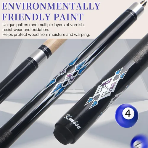 Miniatura 8 de Kmise Pool Stick Set of - 58" Pool Cue Stick, Canadian Maple Professional Billiards Pool Cue, Pool Sticks for Adults, 18~21oz Multiple Colors Negro