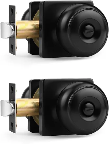 Miniatura 12 de Probrico Perillas de puerta negras con roseta cuadrada, manijas de puerta de privacidad para dormitorio, perillas de puerta negras cerraduras