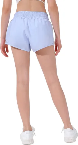 Miniatura 5 de Aurefin Pantalones cortos deportivos para niñas, pantalones cortos ligeros para correr para adolescentes, niñas, pantalones cortos deportivos