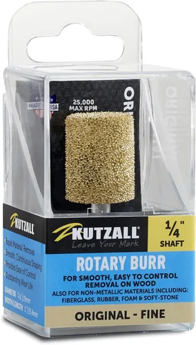 Miniatura 9 de Kutzall Fresa rotativa cilíndrica original, eje de 1⁄8 pulgadas, broca de talla de madera fina para Dremel, Foredom, DeWalt, Milwaukee. Carburo
