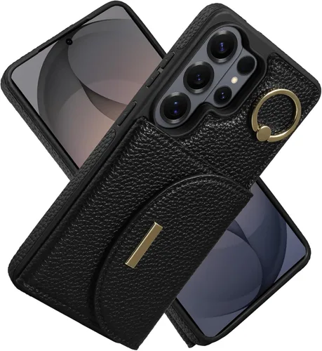 Miniatura 16 de Funda tipo cartera para iPhone 15 Pro de 6.1'', funda plegable con ranuras para tarjetas, soporte con anillo y atril, cubierta protectora tipo folio