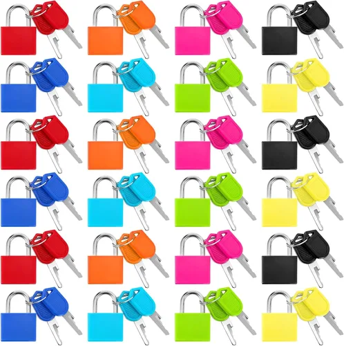 24 cerraduras pequeñas multicolor para equipaje con llaves, mini cerradura de casillero, cerraduras de metal para maleta, candado con llave de cobre