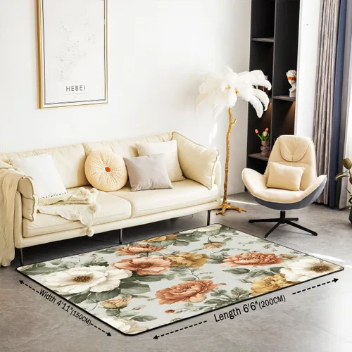 Miniatura 2 de jejeloiu Groovy Flower Area Rug 5x7 Polyester Retro Floral Boho Living Room Rugs 70S Hippie Groovy Flowers Bohemian Decor Carpet Psychedelic Floral