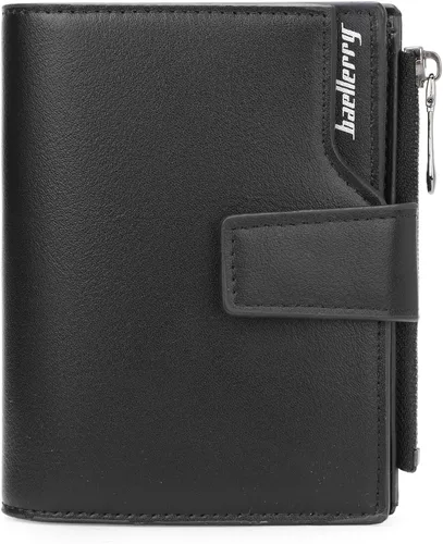 Miniatura 19 de Cartera pequeña para mujer, de piel, plegable, compacta, con bloqueo RFID, con bolsillo con cremallera para monedas, A01 Rojo Vino, Classic
