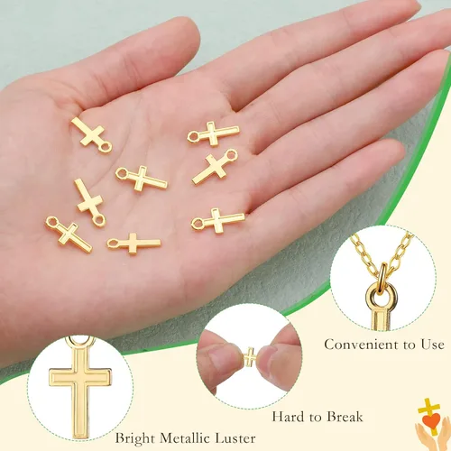 Miniatura 2 de Kenning 200 piezas 16 x 8 mm Mini colgante de cruz de aleación, cuentas de cruz mini para joyería, hallazgos de manualidades, manualidades hechas a