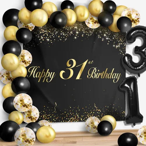 Miniatura 21 de Juego de globos negros de feliz cumpleaños 70 – Decoración de guirnalda temática de fiesta con texto en inglés "Cheers to 70 Years Old Party Theme