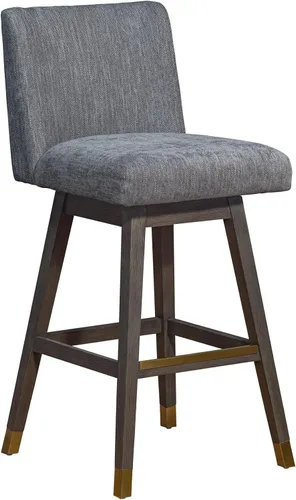 Miniatura 35 de Armen Living Sicily Modern Farmhouse Taburete giratorio de madera negra de 30 pulgadas de altura de asiento para encimera de isla de cocina en tela