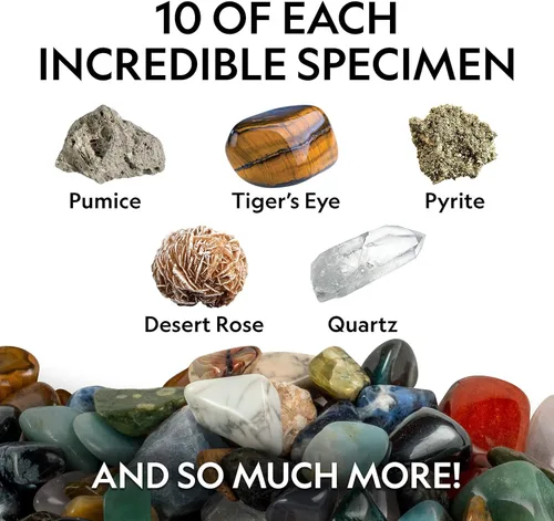 Miniatura 3 de Kit de colección de rocas de National Geographic para niños – 1.25 lb. Rocas, minerales y piedras preciosas surtidas y 50 rocas y minerales geniales