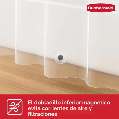 Miniatura 5 de Rubbermaid Forro de cortina de ducha transparente, forro de ducha de PEVA resistente al agua para baño, con imanes y ojales gris carbón inoxidables