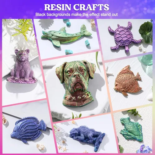 Miniatura 5 de LET'S RESIN Chameleon Chunky Flakes, suministros de resina, 8 colores intensos pigmentos en polvo para moldes de silicona, manualidades de resina