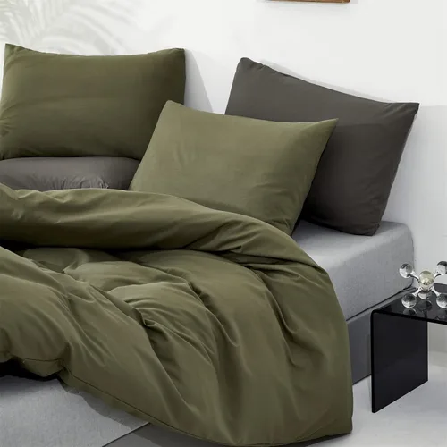 Miniatura 384 de CLOTHKNOW - Juego de edredón verde militar tamaño completo de 3 piezas, juego de ropa de cama verde oscuro, edredón suave con 2 fundas de almohada
