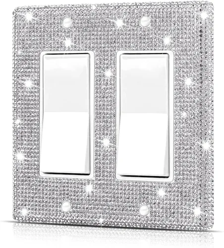 Miniatura 8 de Cubierta de placa de pared para interruptor de luz, tamaño estándar 11.43 cm x 7.01 cm, Dengduoduo Cubierta decorativa de placa de pared plateada