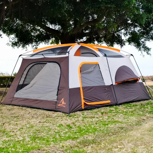 Miniatura 7 de KTT Extra Large Tent 12 Person,Family Cabin Tents,2 Bay-Windows,2 Rooms and 3 Doors 3 Windows with Mesh,Waterproof,Straight Wall,Double Layer,Big