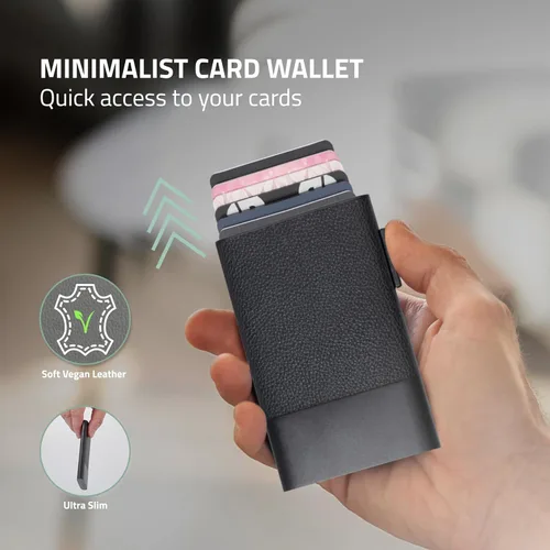 Miniatura 9 de Fidelo Cartera minimalista para hombre – Soporte delgado para tarjetas de crédito con clip para dinero, bolsillo frontal con bloqueo RFID, Cuero sin