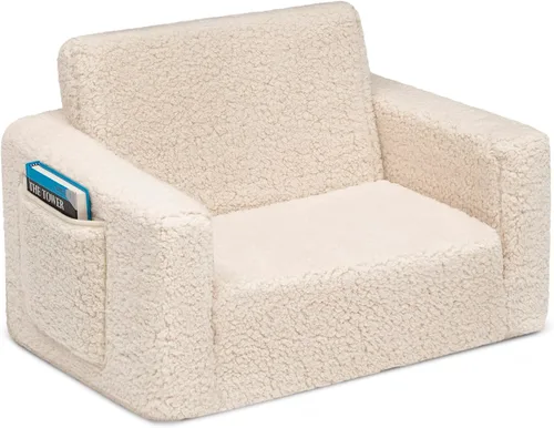 Miniatura 8 de Delta Children Cozee - Silla abatible Sherpa 2 en 1, silla convertible a tumbona para niños, crema