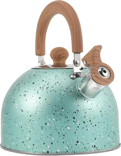 Hemoton Hervidor de té silbante para estufa, tetera de acero inoxidable, hervidor de agua, hervidor de agua con mango ergonómico de agarre fresco