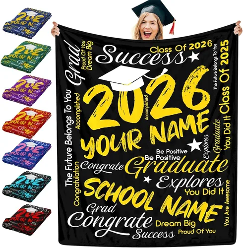 Miniatura 25 de Manta personalizada con collage de fotos, manta de fotos personalizada para graduados, manta personalizada, regalos para temporada de graduación