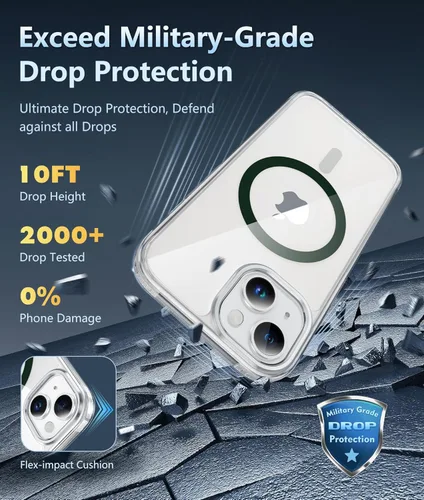 Miniatura 1067 de FNTCASE Funda para iPhone 13 Pro-Max: Fundas magnéticas transparentes compatibles con Magsafe Slim anti amarillamiento protección contra caídas