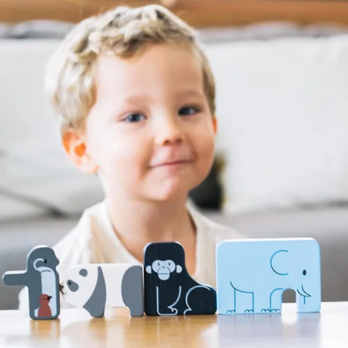 Miniatura 8 de PlanToys Juego de rompecabezas de animales de madera para niños a partir de 3 años Juego de lógica Montessori y juego a juego que desarrolla