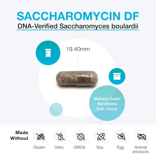 Miniatura 3 de XYMOGEN Saccharomycin 10B - Flora intestinal y apoyo inmunológico digestivo - 50 mg Saccharomyces Boulardii Probiótico - Resistente a los ácidos