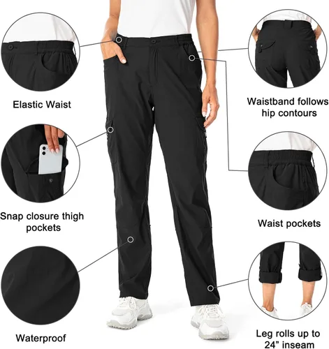 Miniatura 5 de Pantalones tipo cargo enrollables para mujer impermeables ligeros de secado rápido bonitos bolsillos