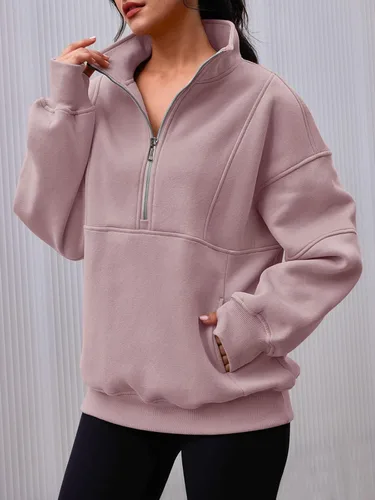 Miniatura 4 de AUTOMET Women's Half Zip Oversized Sweatshirts Fleece Long Sleeve Hoodies Casual Sweaters with Pockerts