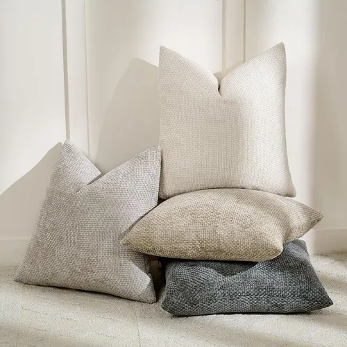 Miniatura 2 de Volcanics Juego de 4 fundas de almohada bohemias de 20 x 20 pulgadas, fundas de cojín decorativas de felpilla neutra para sofá, dormitorio, sala