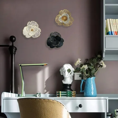 Miniatura 4 de Decoración de pared de flores de metal de 10 pulgadas, escultura floral rústica moderna, colgante de pared de hierro envejecido, decoración