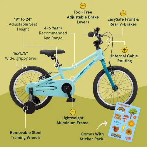 Miniatura 2 de Retrospec Koda Plus Kids Bike for Boys & Girls Ages 4-6 Years - Children's Bicycle, Adjustable Seat & Handlebars Robins Egg