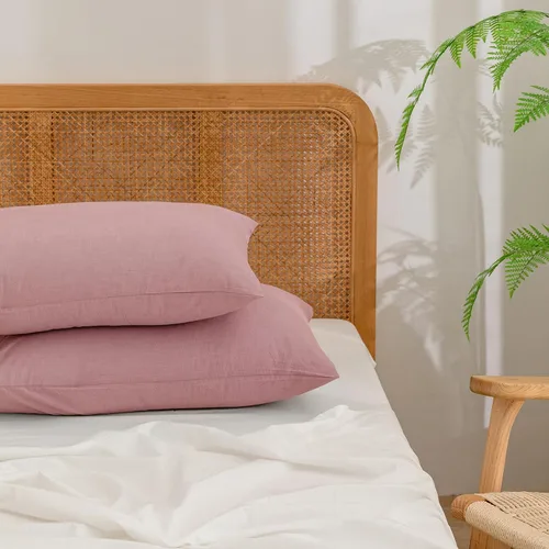 Miniatura 21 de BESTOUCH 100% Algodón Lavado Funda de Almohada para Cabello y Piel, Sensación de Lino, Suave, Cómoda, Transpirable, Juego de 2 Fundas de Almohada