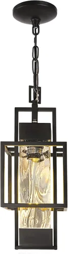 Miniatura 8 de PARTPHONER Lámpara colgante de 15 pulgadas para exteriores del atardecer al amanecer, lámpara colgante de metal moderno para exteriores, lámpara