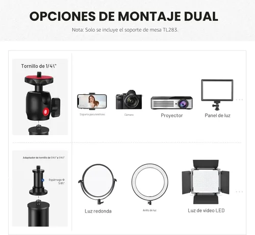 Miniatura 4 de NEEWER Soporte de escritorio extensible para cámara con cabeza de bola, soporte de luz de mesa ajustable de 17"-40" con tornillo de 1/4